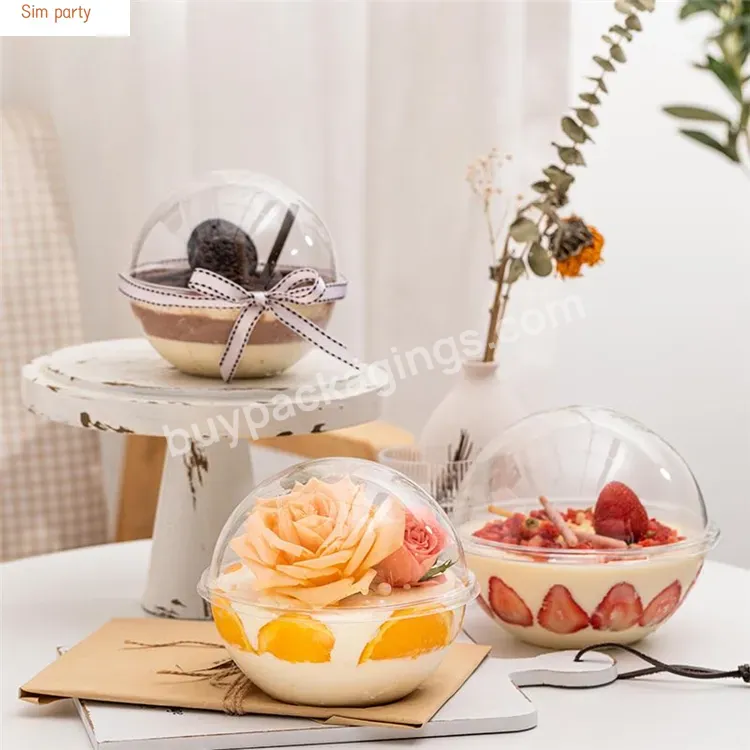 Sim-party Creative Cute Dessert Food Dessert Boxes Round Ball Shaped Clear Plastic Box Cake Mousse Packaging - Buy Transparent Cake Box,Cake Packaging,Plastic Packaging Box.