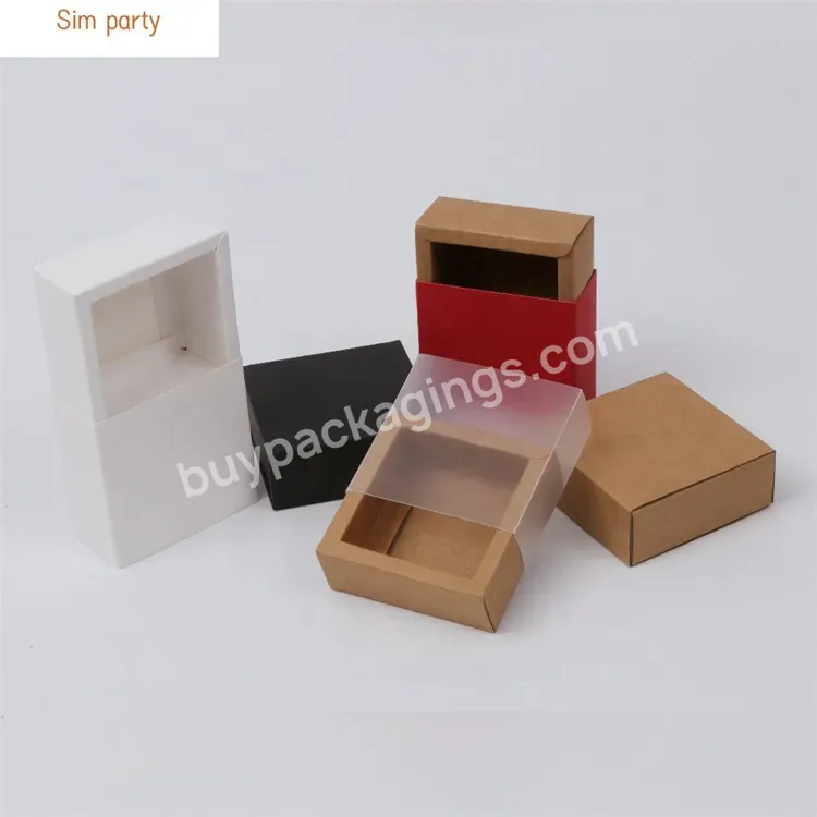 Sim-party Custom Black Cardboard Brown Paper Pvc Clear Window Wholesale Small Business Gift Box - Buy Empty Match Boxes,Sliding Drawer Box,Cardboard Drawer Storage Box.