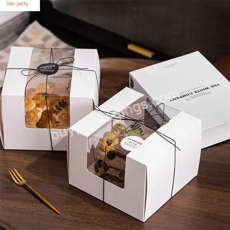 Sim-party Custom Cake Basque Slice Cheesecake Paper Packing Boxes Mousse Box With Window - Buy Paper Box With Pvc Window,Cake Slice Paper Gift Box,Paper Box With Foam.