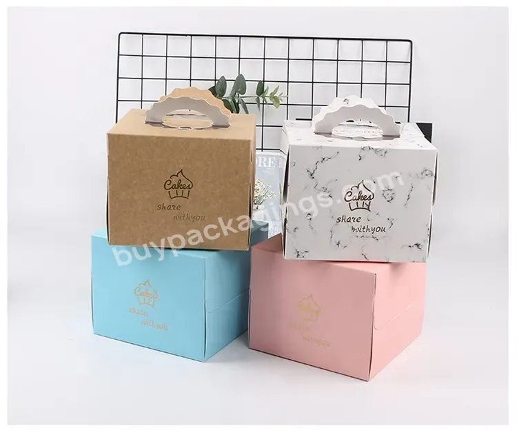 Sim-party Custom Gold Stamping Bakery Paper Square Birthday Dessert Box Handle Cake Pops Packaging - Buy Handle Cake Pops Packaging,Fresh Cream Birthday Cakes,Custom Printed Cake Boxes.