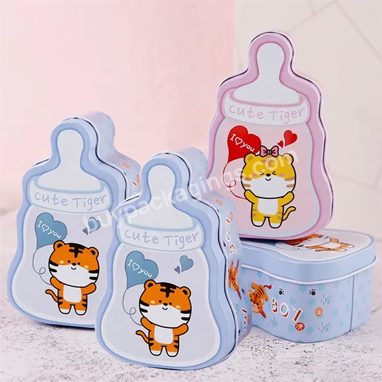 Sim-party Cute Baby Birthday Happiness Tiger Logo Candy Chocolate Gift Box Metal Box