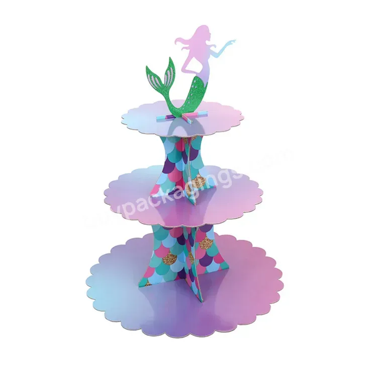Sim-party Disposable Paper Birthday Party Desert Display Table Mermaid 3 Tier Cake Stand Guangzhou - Buy Clear Cascade Cake Stand 3 Tier,3 Tier Cake Stand Guangzhou,Party Desert Table.