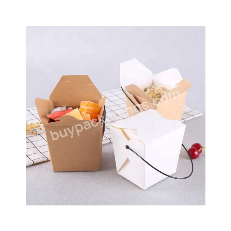 Sim-party Disposable Portable French Fries Noodle Spaghetti Kraft Take Out Container Food Box With Handle - Buy Take Out Container Food Box,Disposable Food Box Guangdong,Take Away Food Box.