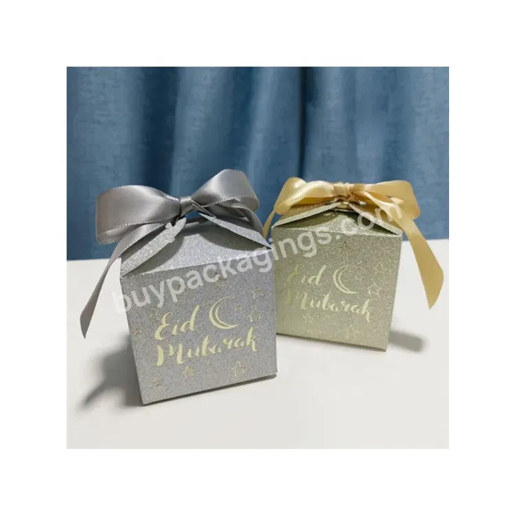 Sim-party Elegant Spangle Square Wedding Candy Silver Golden Eid Box Small Ramadan Gift Box - Buy Small Ramadan Gift Box,Golden Eid Candy Box,Folding Wedding Box.