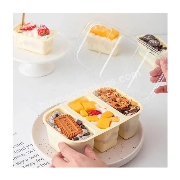 Sim-party Factory Baking Dessert Plastic 3 Compartments Mousse Boxes Clear Cake Box With Lid - Buy Clear Cake Box With Lid,Plastic 3 Compartments Mousse Boxes,Factory Baking Dessert Box.