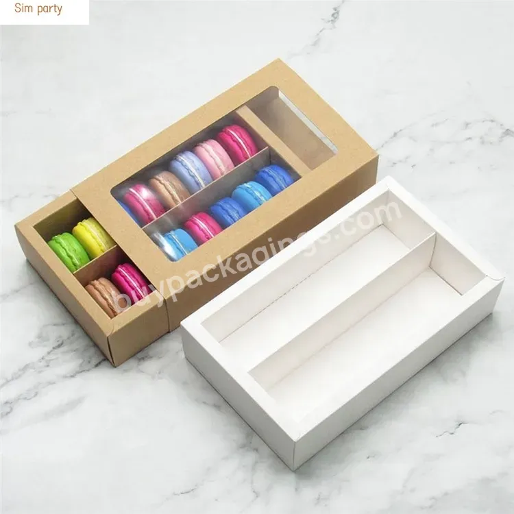 Sim-party Factory Direct Food Kraft Packaging Box Drawer Clear Pvc Window 8 26 Cell Macaron Paper Boxes - Buy Macarons Paper Box,Food Paper Box,Paper Food Packaging Boxes.
