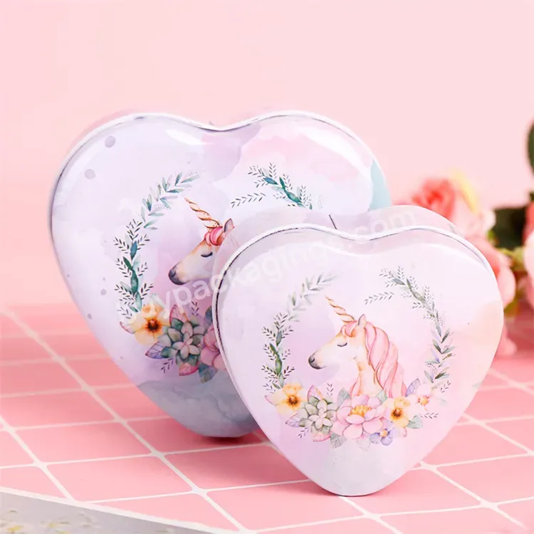 Sim-party Factory Supply 7*7*4cm Wedding Candy Chocolate Metal Box Heart Shape Candle Tin Box