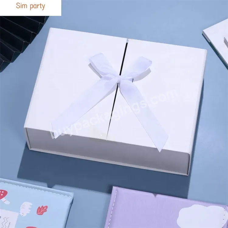 Sim-party Folding Ribbon Closure Double Door Wedding Cosmetic Gift Package Magnetic Gift Box - Buy Elegant Wedding Door Gift Box,Flat Folding Gift Box,Art Paper Gift Boxes.