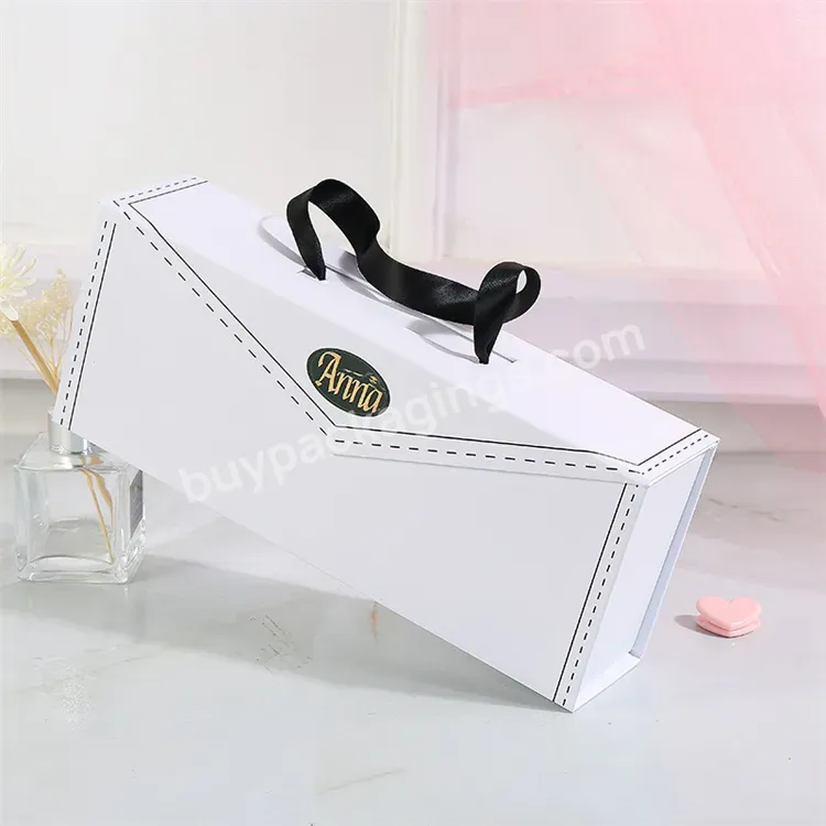 Sim-party Handle Narrow Long Folding Flat Wig Cosmetic Wine Bottle Wig Magnetic Gift Paper Box - Buy Elegant Wedding Door Gift Box,Flat Folding Gift Box,Art Paper Gift Boxes.
