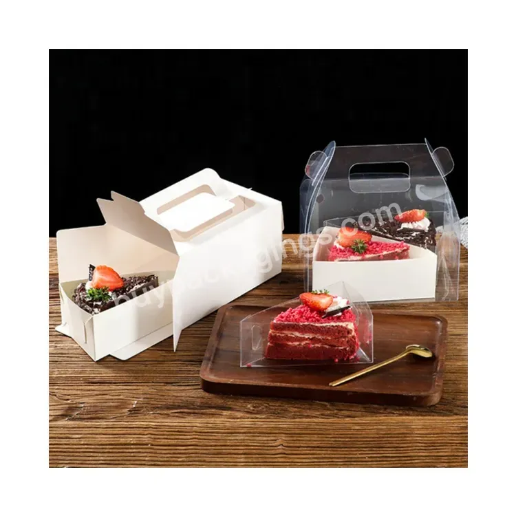 Sim-party Handle Paper Dessert Takeaway Plastic Triangle Mousse Boxes Cake Slice Box Packaging - Buy Cake Slice Box Packaging,Plastic Triangle Mousse Boxes,Cheese Slice Packaging.