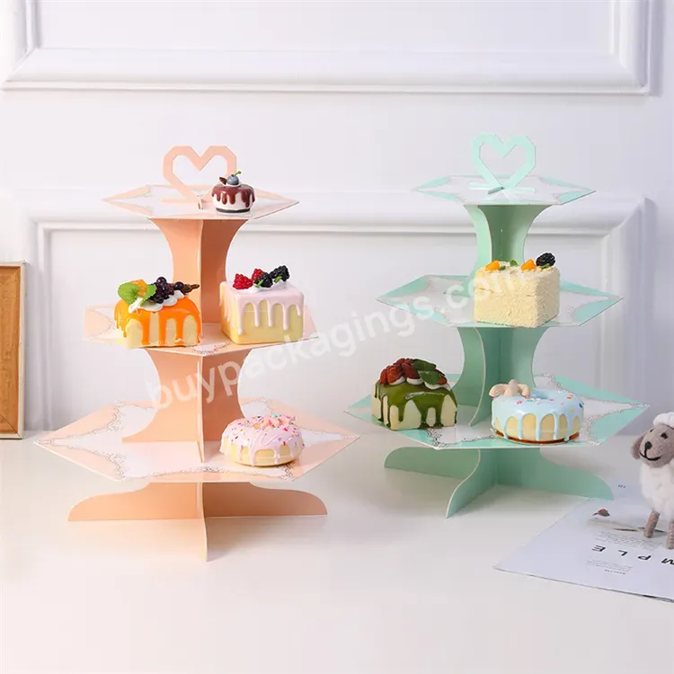 Sim-party Heart Shape Handle Birthday Cake Cupcake Mousse Holder Desert Display Gold Cake Stand - Buy 3-layer Cake Stand,Decorative Folding Cake Stand,Disposable Desert Display Table.