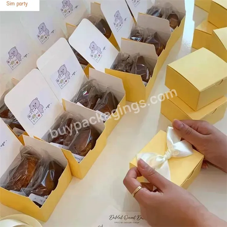 Sim-party Hot Sale Biscuits Financier Yellow Madeleine Packaging Mini Square Cake Boxes In Bulk - Buy Cake Boxes In Bulk,Madeleine Packaging Box,Financier Paper Box.