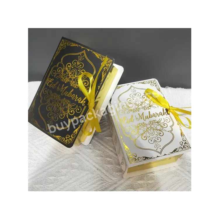 Sim-party Hot-sell Book Shape Black White Ramadan Festival Eid Mubark Box With Ribbon Closure - Buy Eid Mubark Boxes,Ramadan Kareem Boxes,Eid Party Gift Box Set.