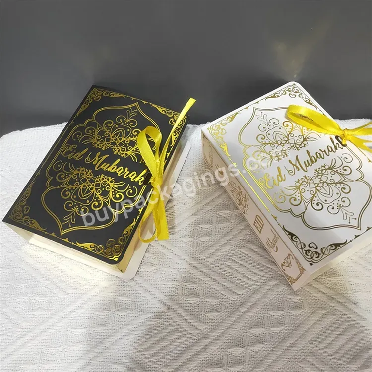 Sim-party Hot-sell Book Shape Black White Ramadan Festival Eid Mubark Box With Ribbon Closure - Buy Eid Mubark Boxes,Ramadan Kareem Boxes,Eid Party Gift Box Set.