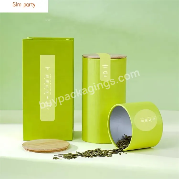 Sim-party Japanese Style Bamboo Lid Specialty Tea Candy Cylinder Packaging Gift Box Paper Tube - Buy Cylinder Tube With Bamboo Lid,Tea Paper Tube,Cosmetic Paper Tube.