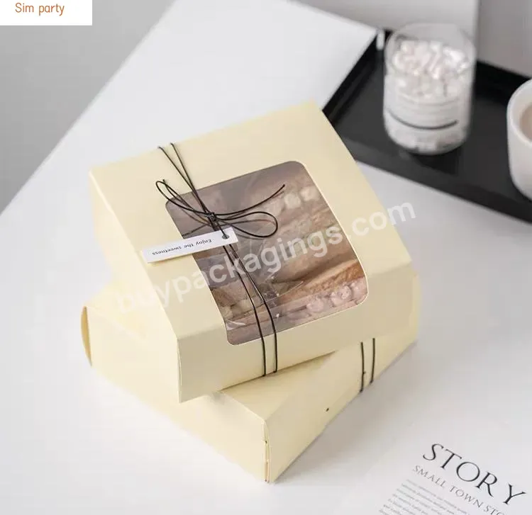 Sim-party Korean Cookie Slice Yellow Madeleine Paper Package Cake Boxes In Bulk Cake Box With Window - Buy Cake Boxes In Bulk Cake Box With Window,Korean Cookie Box,Pie Slice Boxes.