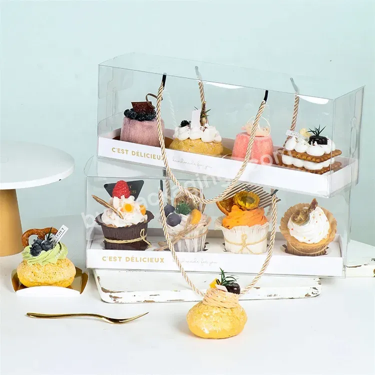 Sim-party Luxury Afternoon Tea Pastry Takeaway Transparent Cupcake Boxes Handle 4 Muffin Cake Box - Buy Handle 4 Muffin Cake Box,Transparent Cupcake Boxes,Luxury Afternoon Tea Pastry Takeaway Box.