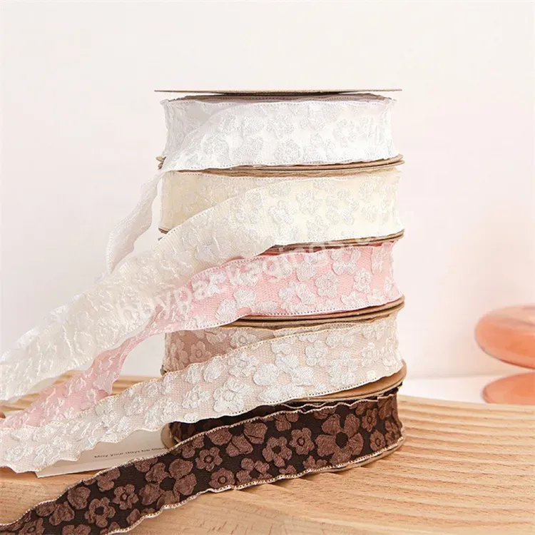 Sim-party Luxury Wrinkle Thicker Flower Decorative Gift Box Lace Embossment Bow Ribbons Ribbon Roll