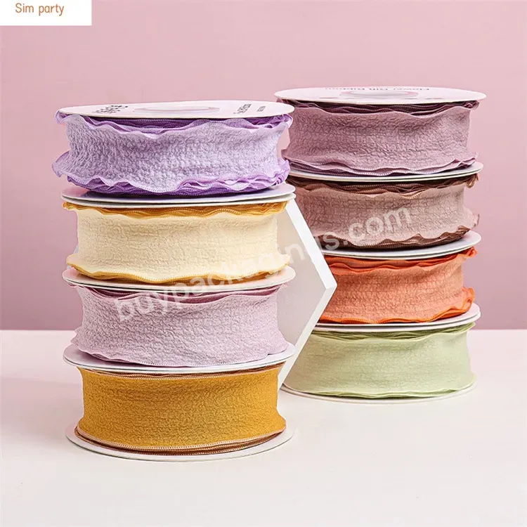 Sim-party Nice Fold Wave Bouquet Flower Ribbons Bow Color Ribbon For Decorating Gift Boxes Packaging