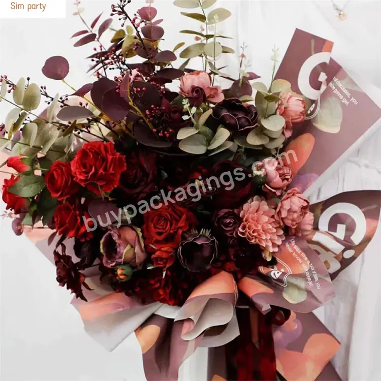Sim-party Nice Valentine Floral Gift Colorful Bigger Kraft Bouquet Material Korean Flower Wrapping Paper