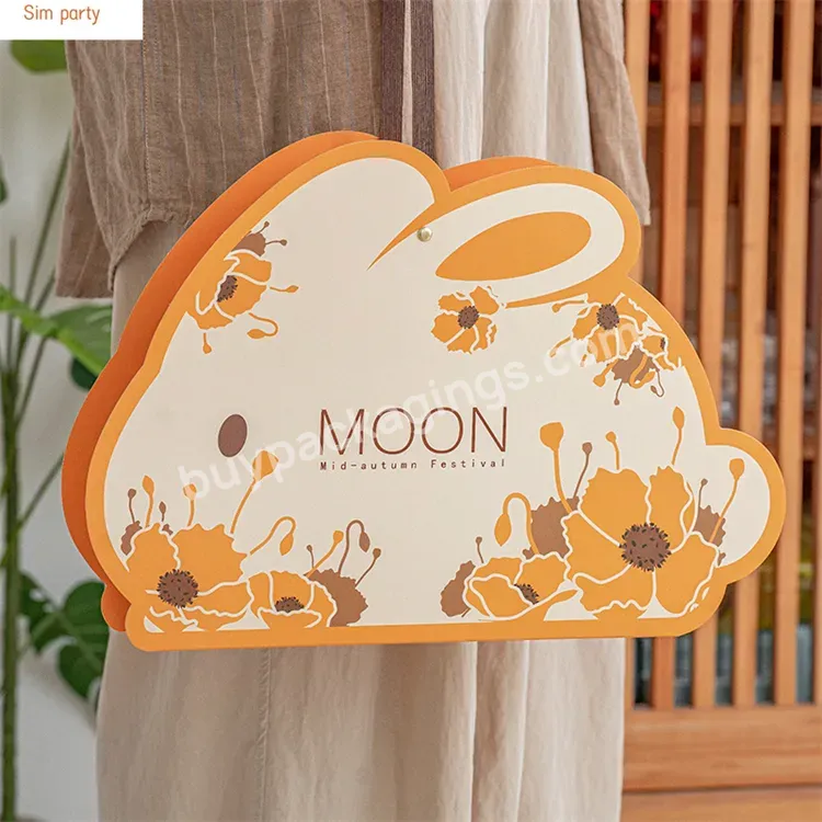 Sim-party Orange Paper Food Grade Pastry Gift Boxes Mid-autumn Rabbit Shaped 6 Mooncake Box With Handle - Buy Mid-autumn Rabbit Shaped 6 Mooncake Box With Handle,Orange Paper Food Grade Pastry Gift Boxes,Cookie Candy Moon Cake Box.