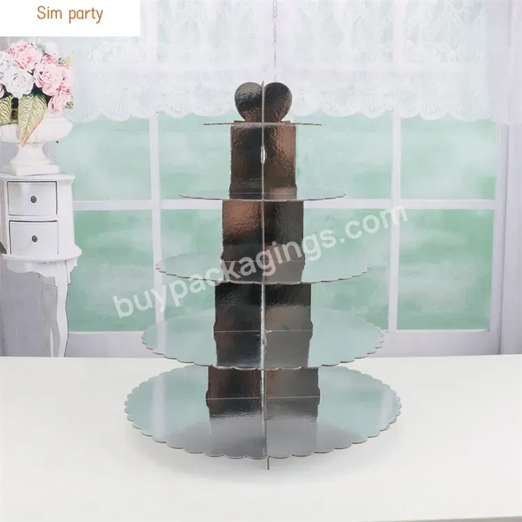 Sim-party Party Decoration Silver Desert Display Cupcake Holder 5 Tiers Round Gold Cake Stand - Buy 5 Tier Gold Cake Stand,5 Tier Wedding Cake Stand,Silver Wedding Cake Stands.
