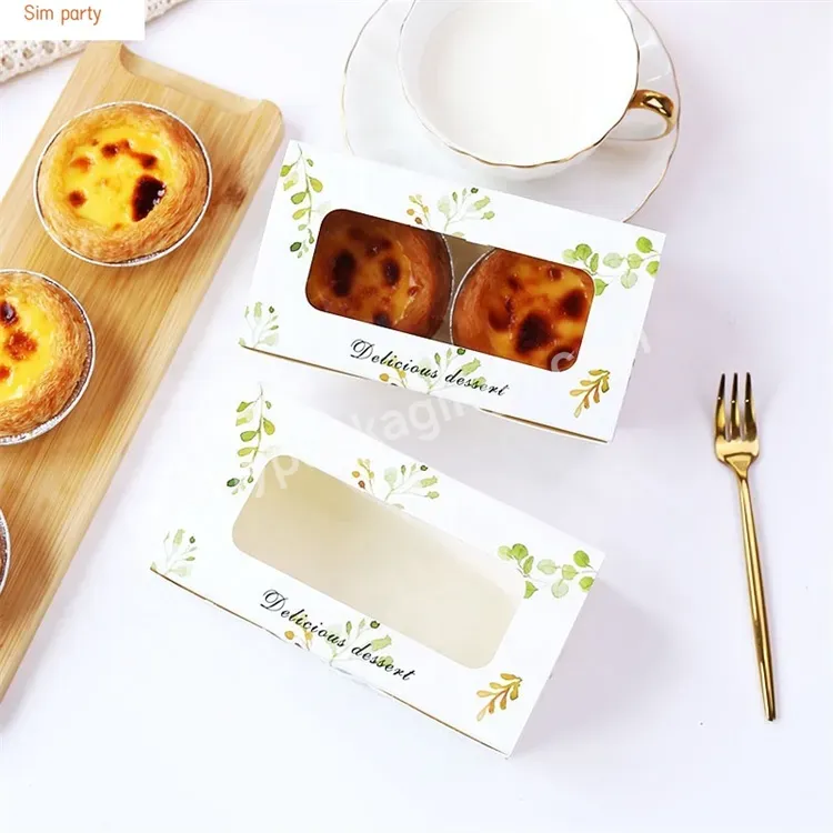 Sim-party Picnic Pastry Food Yellow White Dessert Pan Boxes 2 4 6 Egg Tart Paper Box With Window - Buy 2 4 6 Egg Tart Paper Box With Window,Yellow White Dessert Pan Boxes,Egg Tart Packaging Box.