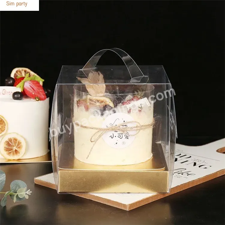 Sim-party Pop Small Gold Tray Cheesecake Handle 4 Inches Bakery Dessert Boxes Cake Clear Box - Buy Cake Clear Box,Handle 4 Inches Bakery Dessert Boxes,Pop Small Gold Tray Cheesecake Box.
