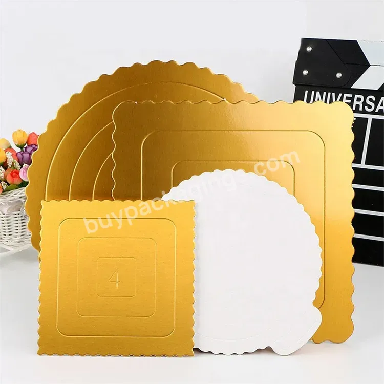Sim-party Round Square Gray Paperboard White Hard Baking Tray 4 6 9 8 10 12 Inches Gold Cake Board - Buy 4 6 9 8 10 12 Inches Gold Cake Board,White Hard Baking Tray,Round Square Gray Paperboard Base.