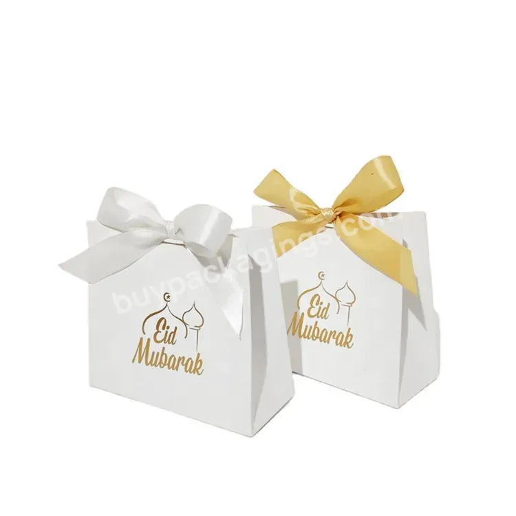 Sim-party Simple Golden Custom Logo White Folding Ramadan Party Candy Small Eid Gift Box - Buy Eid Paper Candy Box,Ramadan Kareem Boxes,Eid Party Gift Bags.