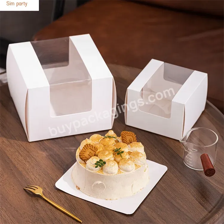 Sim-party Square Mousse Basque White Slice Cheesecake Packing Boxes Cake Box With Window Custom Logo - Buy Cake Box With Window Custom Logo,White Slice Cheesecake Packing Boxes,Square Mousse Basque Paper Box.