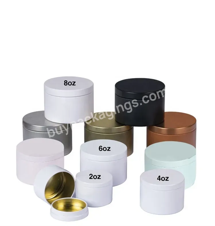 Sim-party Stock 2/4/6/8 Oz Metal Jar Tea Can Candle Round Tin Box Cylinder Candle Box Packaging