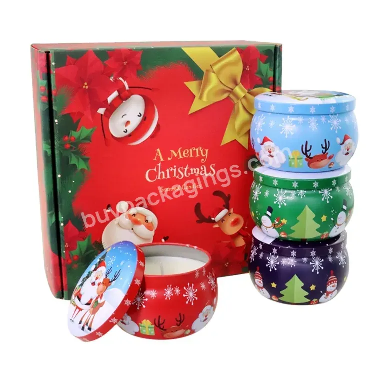 Sim-party Stock 6cm Diameter Candy Tea Metal Box Scented Candle Xmas Christmas Gift Candle Tin Box