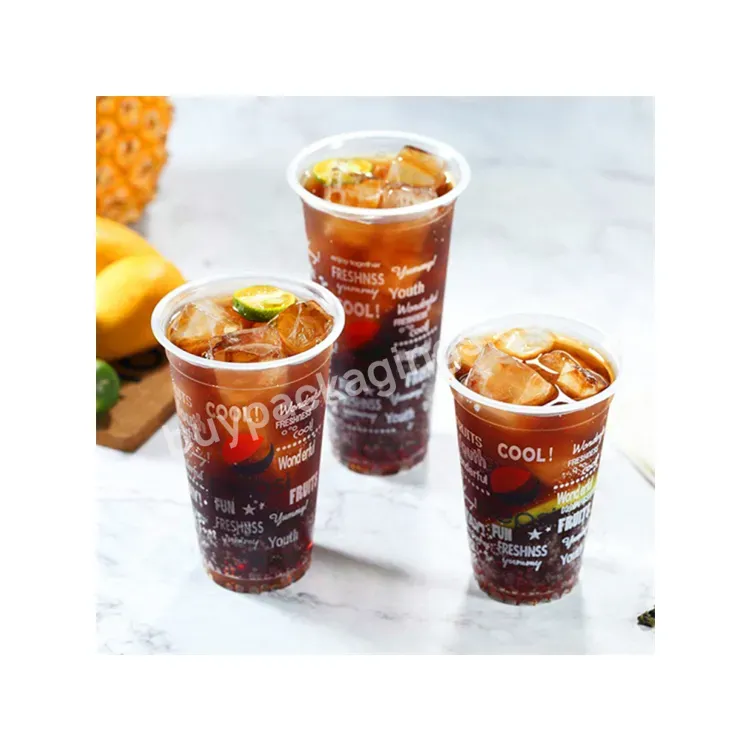 Sim-party Stock 90mm 370/500/700ml Cola Coke Fast Food Takeaway Ice Drink Plastic Disposable Cup With Lid