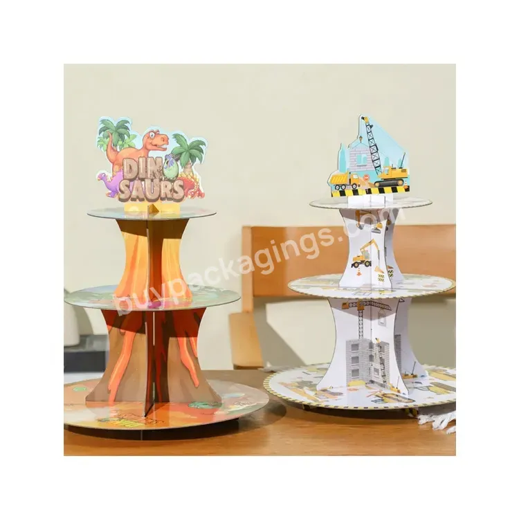 Sim-party Stock Cartoon Dinosaur Children's Day Kid Birthday Party Desert Display Stand 3 Tiers Cake Stand - Buy 3 Tier Cake Plate Stand,Cupcake Display Stand,Multilevel Cake Stand.