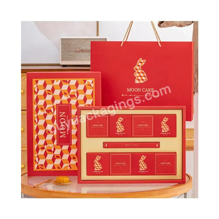 Sim-party Stock Handle Pastry Food Red Paper 8pcs Mid-autumn Bakery Gift Boxes Bag Mooncake Box Own Logo - Buy Mooncake Box Own Logo,Red Paper 8pcs Mid-autumn Bakery Gift Boxes With Bag,Handle Pastry Food Moon Cake Box In Stock.