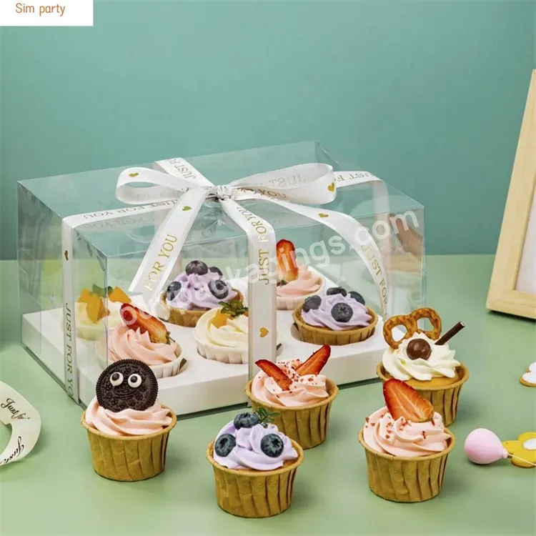 Sim-party White Black Pastry Packing 2 4 6 9 12 Holes Tall Cupcake Boxes Transparent Cupcakes Packaging Box - Buy Cupcakes Packaging Box,Transparent Cupcake Box,Tall Pastry Packing Box.
