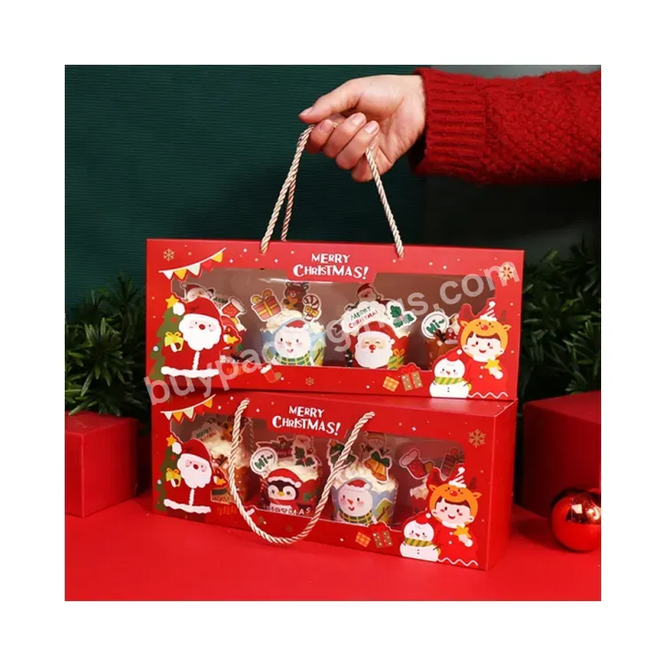 Sim-party Wholesale Biscuit Paper Window Handle Christmas Muffin Box Boxes For Cakes And Cupcakes - Buy Boxes For Cakes And Cupcakes,Handle Christmas Muffin Box 4,Wholesale Biscuit Paper Box With Window.