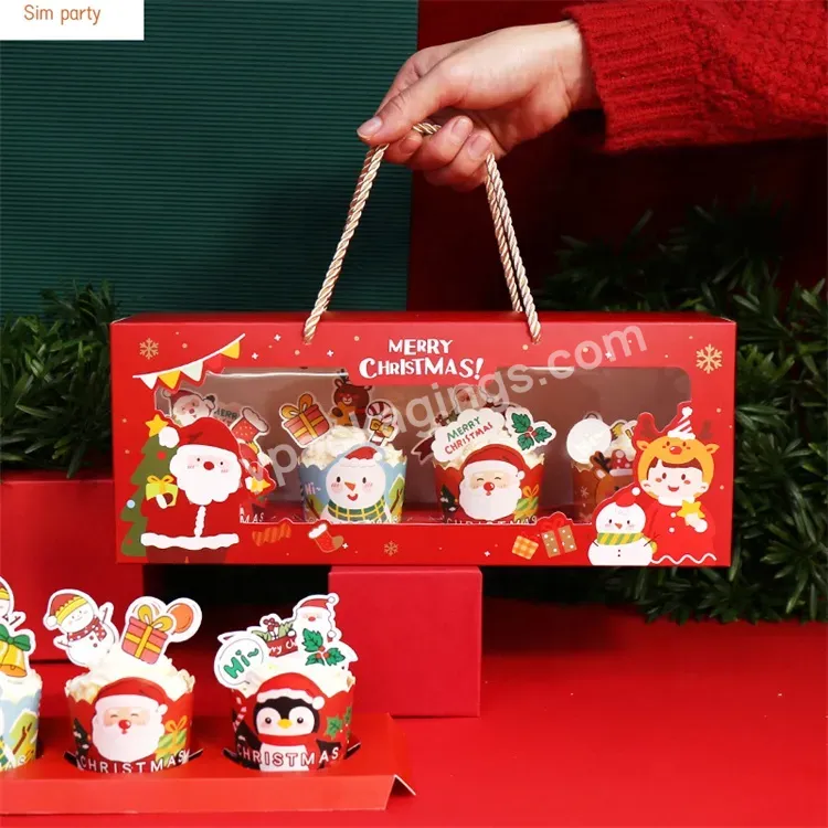 Sim-party Wholesale Biscuit Paper Window Handle Christmas Muffin Box Boxes For Cakes And Cupcakes - Buy Boxes For Cakes And Cupcakes,Handle Christmas Muffin Box 4,Wholesale Biscuit Paper Box With Window.