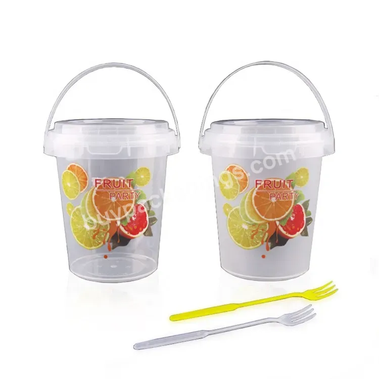 Sim-party Wholesale Clear 700ml 1000ml 240z 35oz Large Volume Picnic Fruit Tea Plastic Cup With Hand