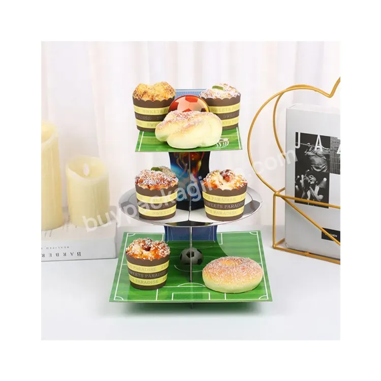 Sim-party Wholesale Multilevel Football Sport Club Party Desert Holder Square Cup Cake Stand - Buy Football Theme Cake Stand,Multilevel Party Cake Stand,3-layer Cake Stand.