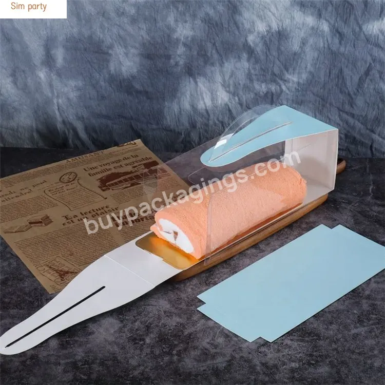 Sim-party Wholesale Tray Clear Slice Mousse Handle Long Swiss Rolls Boxes Cake Roll Box Packaging - Buy Cake Roll Box Packaging,Handle Long Swiss Rolls Boxes,Clear Slice Mousse With Cake Board.