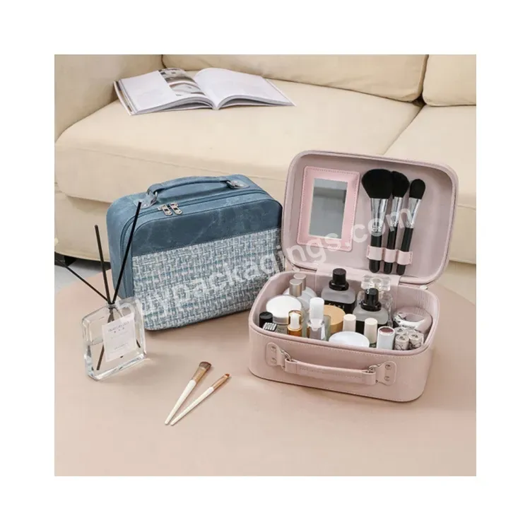 Sim-party Women Travel Cosmetic Storage Case With Mirror Make Up Bag Professional Cosmetic Makeup Bag - Buy Professional Makeup Case,Cosmetic Bag With Mirror,Travel Vanity Cosmetic Case.