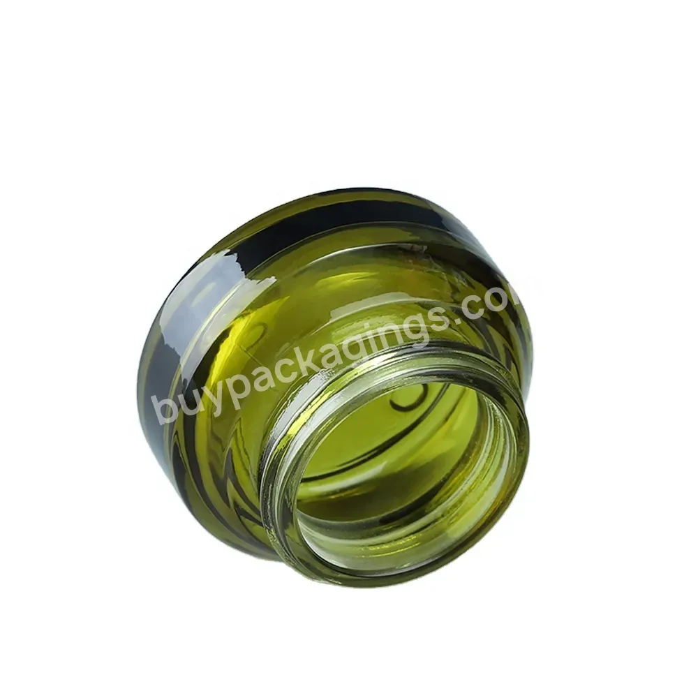 Sloping Shoulder 15g 30g 50g Inventory No Moq Green Glass Jar Bottle Suppliers Amber Cosmetic Cream Jar Plastic Lid Container - Buy Green Glass Jar,Green Jar,Jar Bottle.