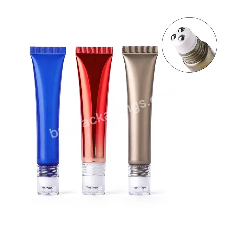 Small Cosmetic Cream Tube Packaging 15ml 20ml Eye Massage Lotion Roller Soft Tube With 3 Roller Ball Applicator - Buy Cream Tube Packaging,Plastic Cosmetic Tubes,Plastic Cream Tube.