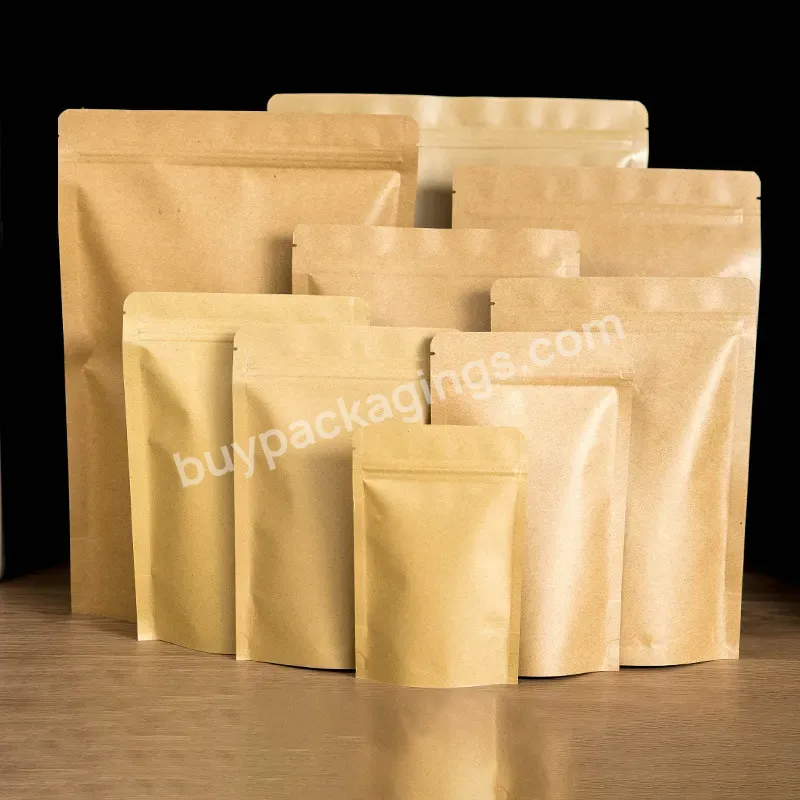 Small Moq Custom Logo 1000 Pcs Spices Snack Nuts Stand Up Stand Up Aluminum Foil Kraft Paper Bag With Resealable Zipper - Buy Aluminum Foil Kraft Paper Bag,Stand Up Aluminum Foil Kraft Paper Bag,Stand Up Aluminum Foil Kraft Paper Bag With Resealable