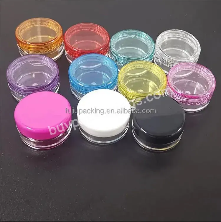 Small Travel Cosmetic Sample Containers 2/3/5/10 Gram Plastic Cosmetic Pot Jars With Black Screw Cap Lids