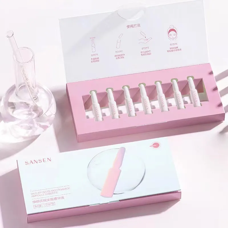 Small Vitamin Facial Serum Collagen Skincare Ampoules Paper Gift Box With Insert Holes