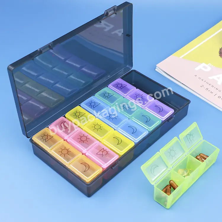 Smart Pillbox 7 Days Weekly 4 Compartments Case Plastic Travel 21 Grids 7 Days Pill Case Box Week Monthly Medicine Box