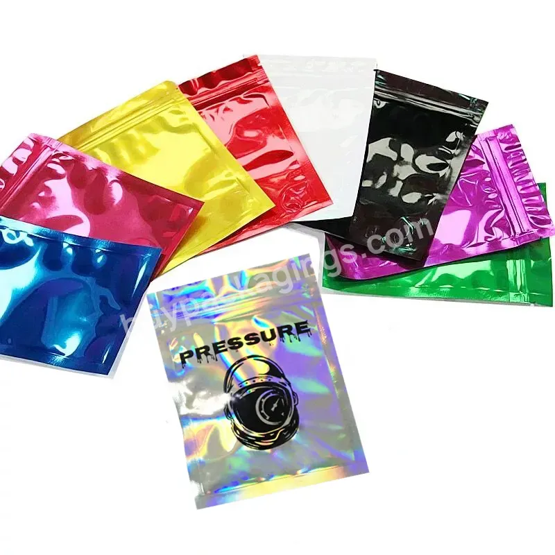 Smell Proof Custom 3.5g 1/8th 4*5inches Mylar Bag With Zipper Plain Colorful Mylar Plastic Bags Glossy Colored Mylar Bags Pouch - Buy 3.5g Smell Proof Colored Bags,Colored Mylar Bags,4*5inches Mylar Bag.